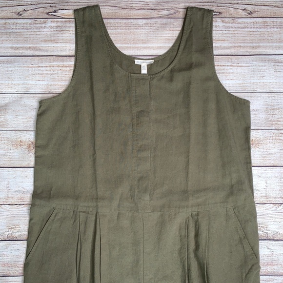 Eileen Fisher Organic Cotton Crepe Olive Jumpsuit - Picture 5 of 6